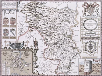 Darbieshire, graviert von Jodocus Hondius (1563-1612) aus John Speed